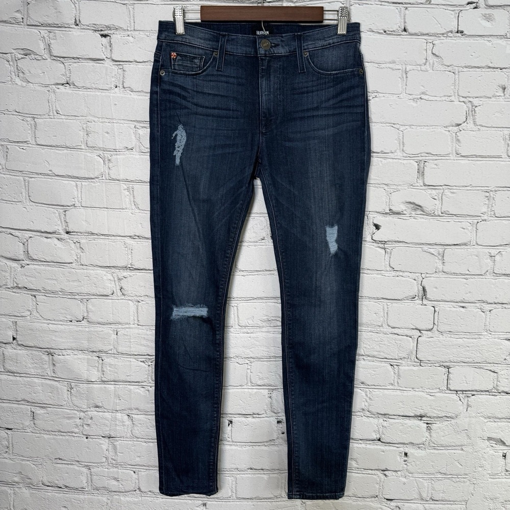 Hudson Womens Nico Super Skinny Mid Rise Jeans 27 Stretch Distressed‎ Preppy